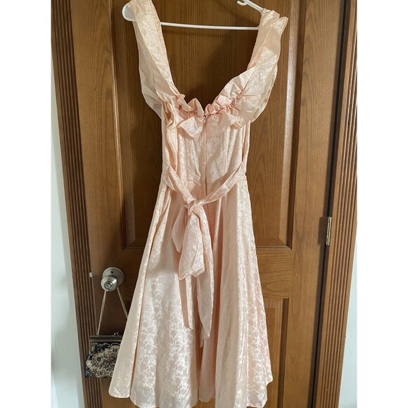 Vtg 80's GUNNE SAX Jessica McClintock Pink Floral Dress Off The Shoulder Size 5 - Picture 5 of 12